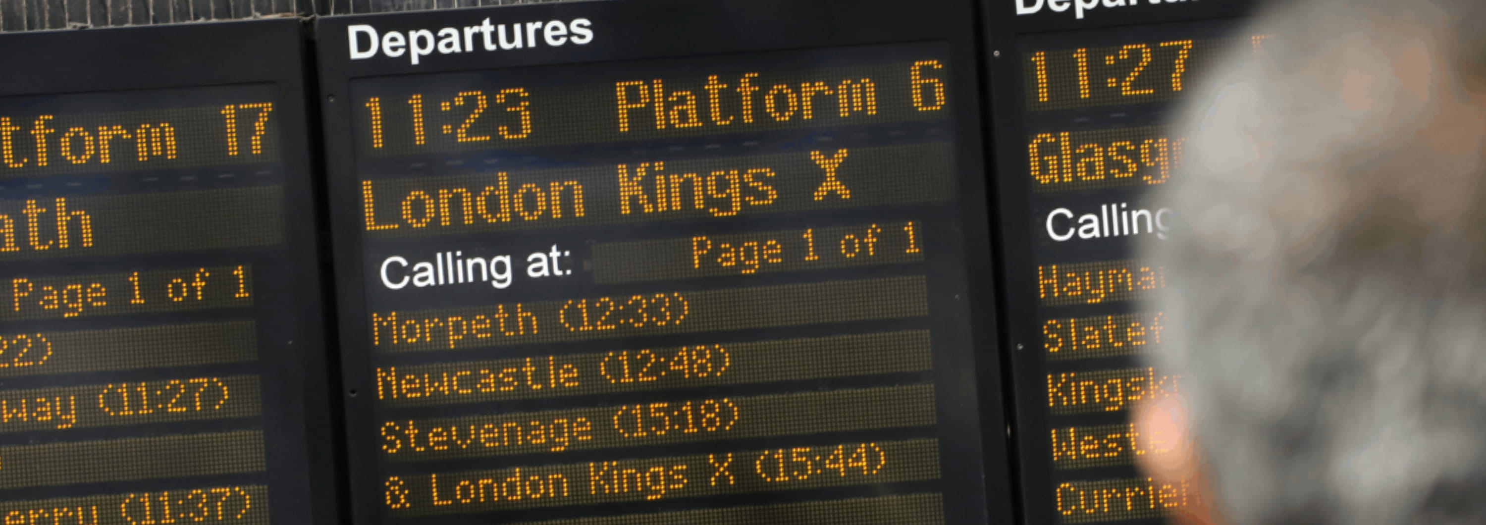 train timetable board in train station