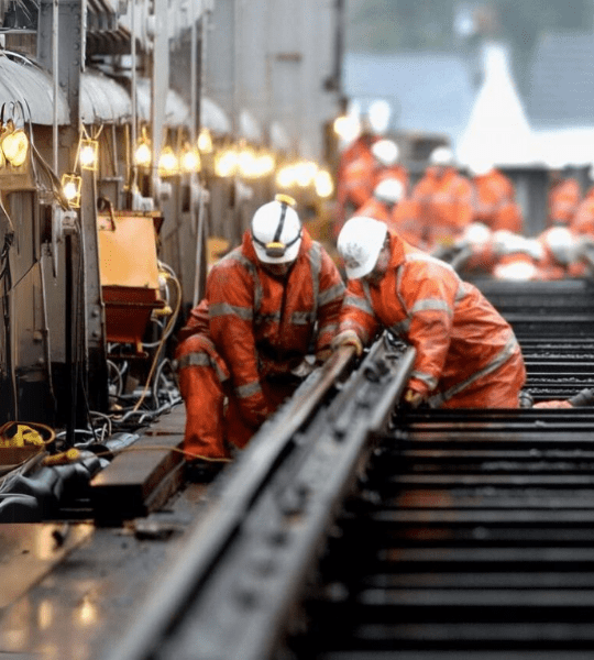 engineering work on train tracks