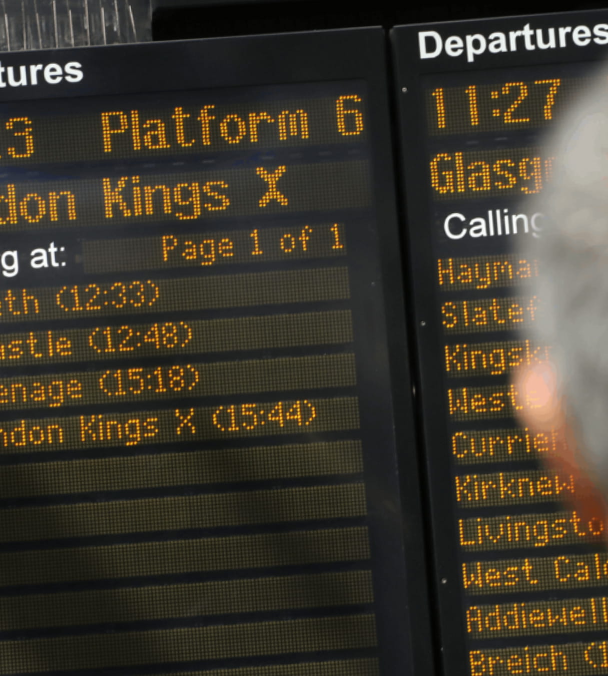 train timetable board in train station