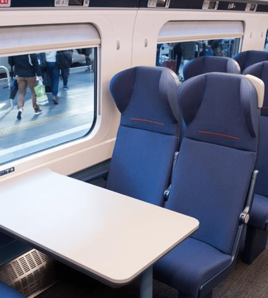 lumo train seats with table