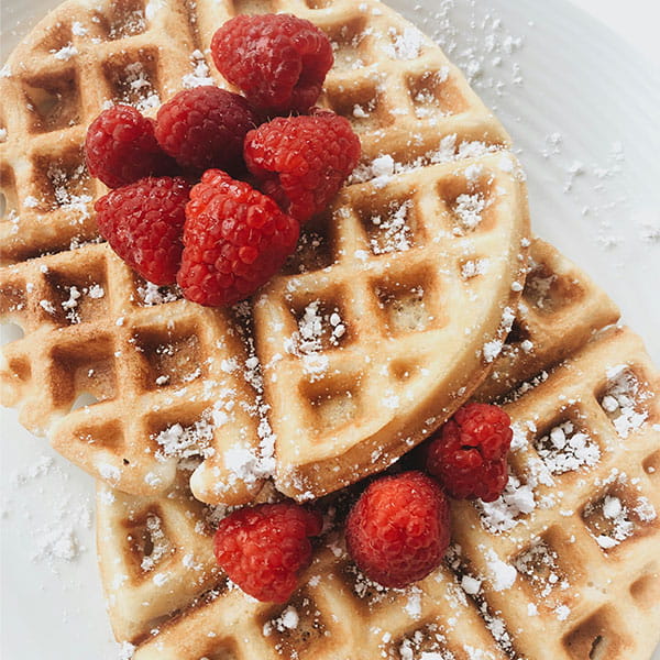 Waffles with strawberries