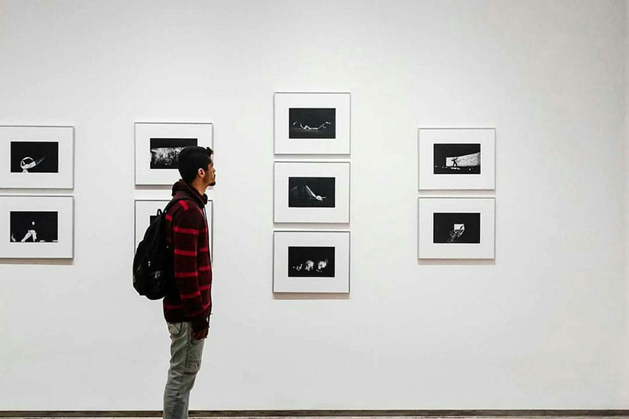 Man visiting a museum