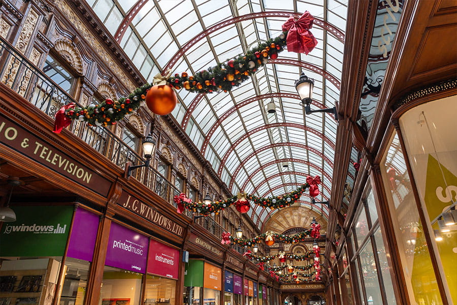 Christmas decorations in the Central Arcade