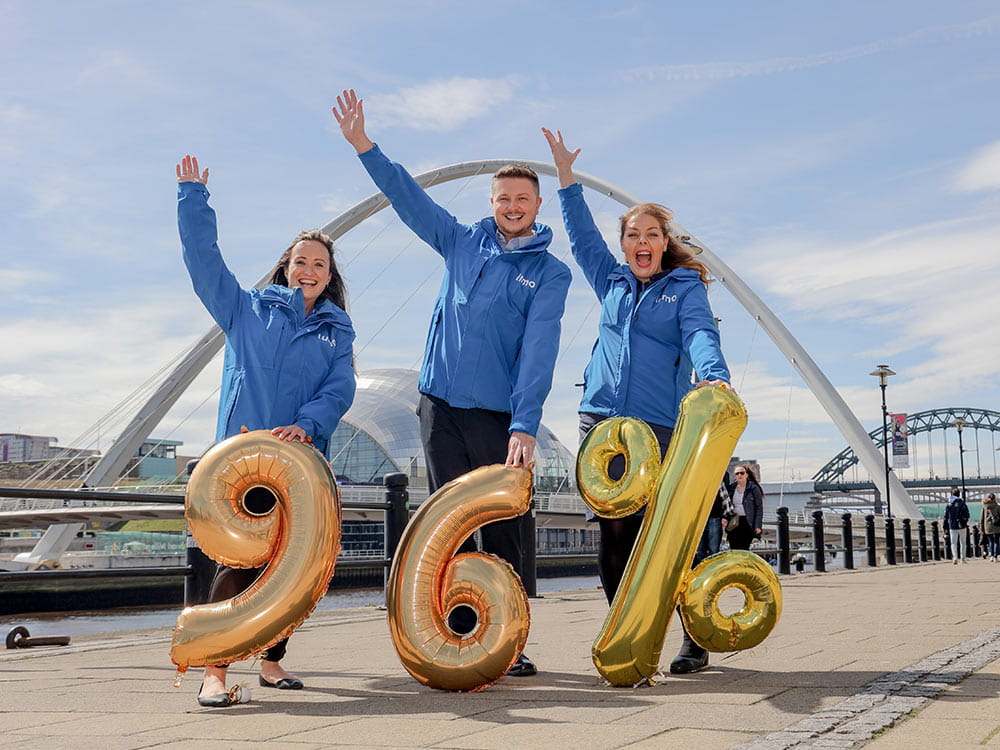 Lumo staff celebrating 96% customer satisfaction