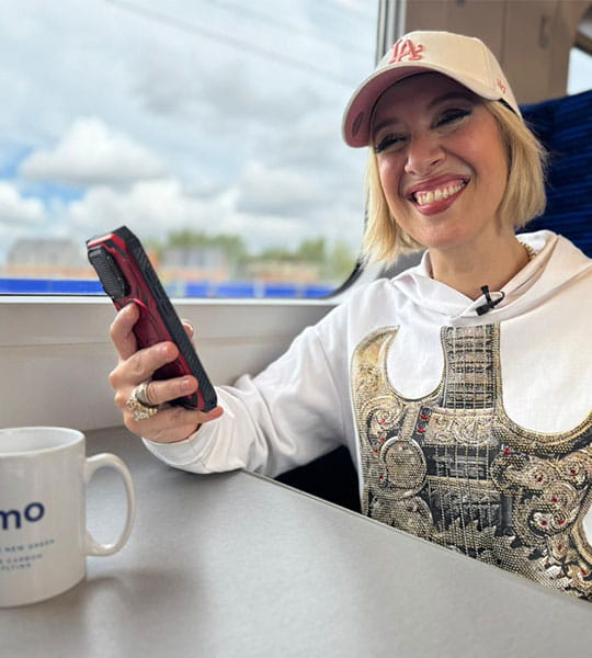 Bev Lyons on a Lumo train