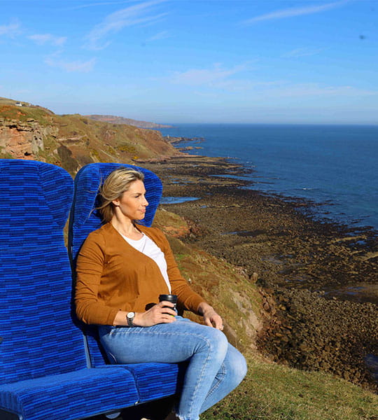 Lady sitting on a new Lumo seat