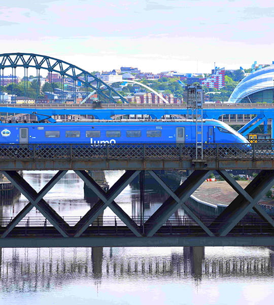 Lumo train over the river Tyne