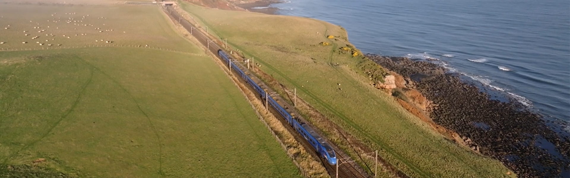 Lumo train going through Scotland