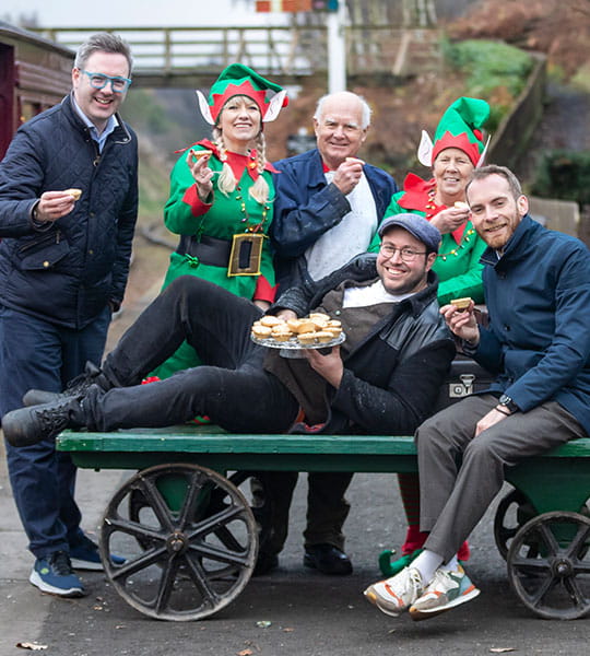 Tanfield Railway and Lumo Teams sharing mince pies