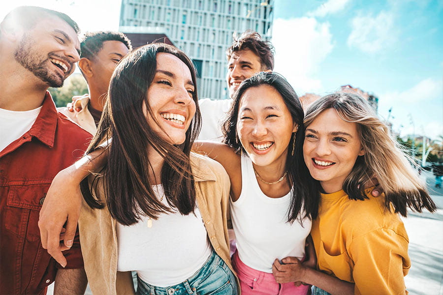 group of friends laughing