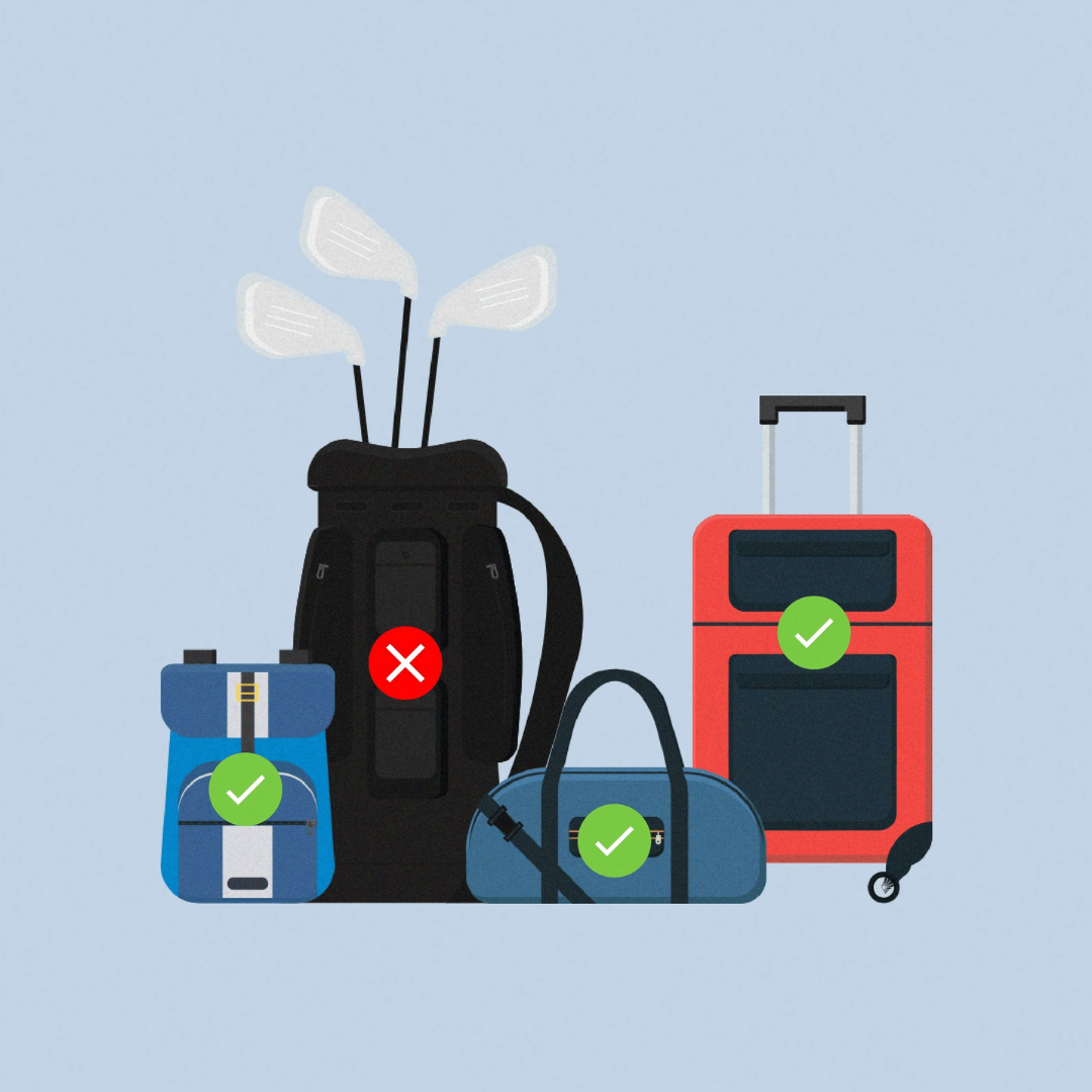 golf clubs and luggage