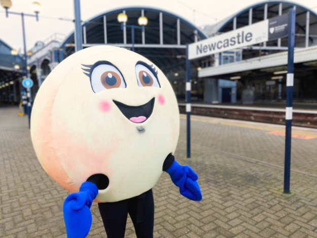 Stottie Mascot at Newcastle Train Stations