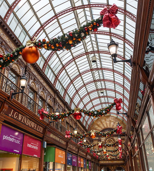 Christmas decorations in the Central Arcade